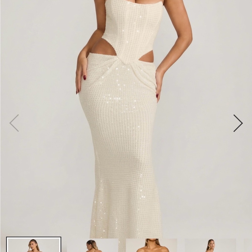 Strapless White Sequin Dress - NEW WITH TAGS AND BOX